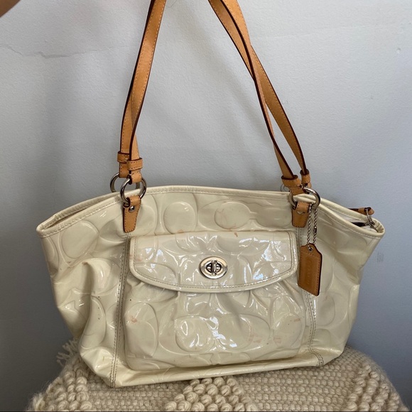 Coach Handbags - COACH Cream & Lavender Tote